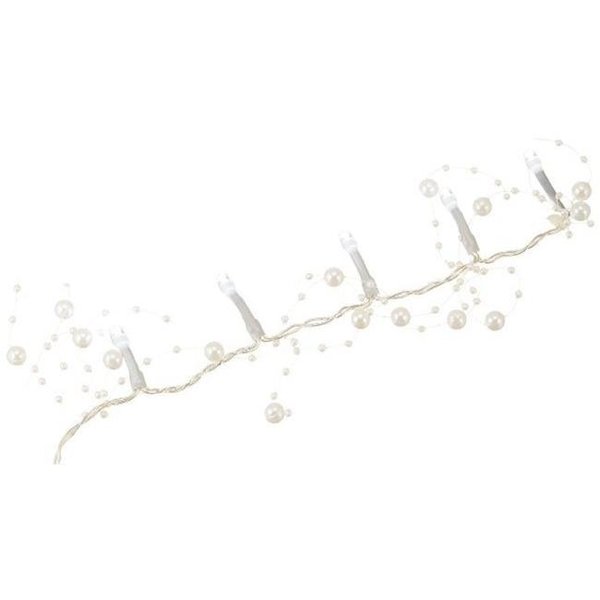 Perfect Holiday Perfect Holiday 600030 Battery Operated 20 LED String Light with Garland Beads - White 600030